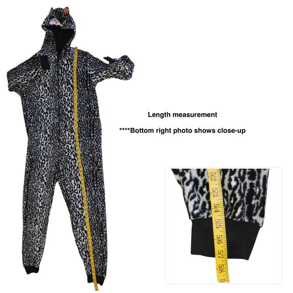 Nick & Nora Cat Footless Pajamas Fleece One Piece Zip Size Medium - Picture 7 of 8